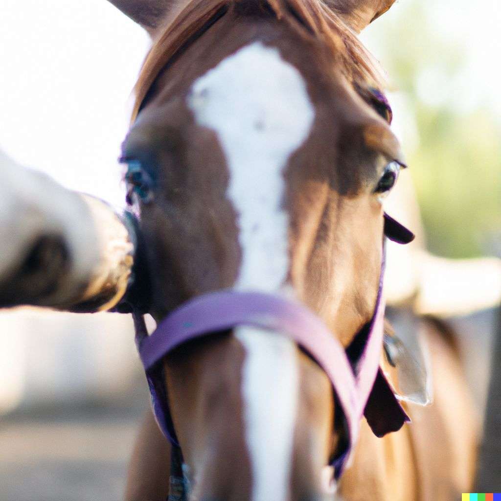 a horse, photograph, f1.4, very shallow depth of field